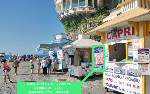 Archway entrance marking the arrival at Positano port