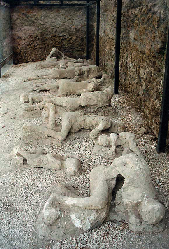Plaster casts of Pompeii victims at Garden of the Fugitives