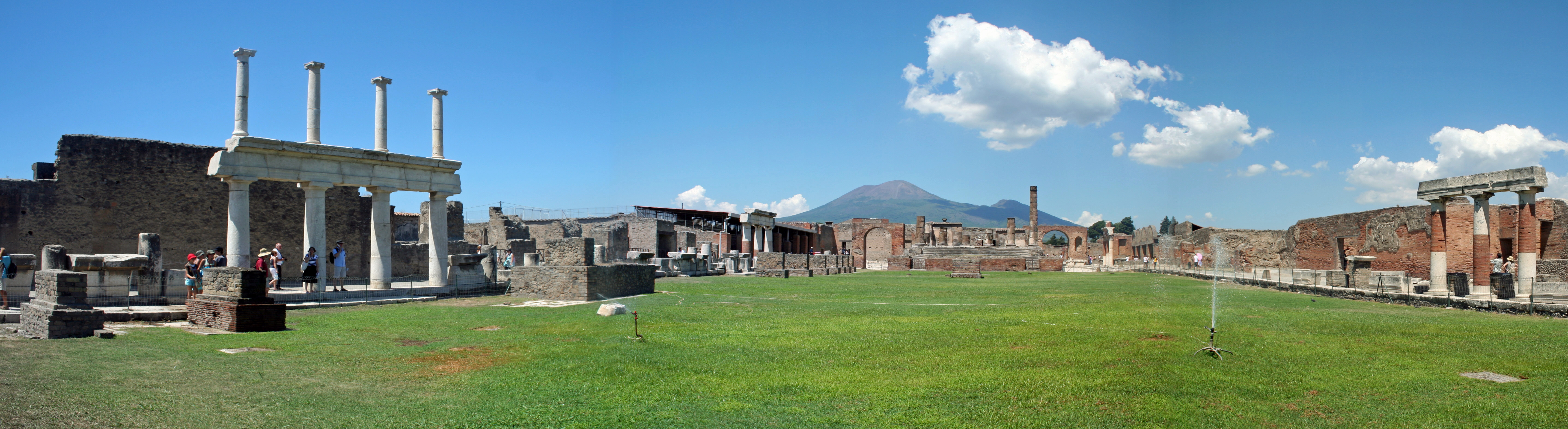 Ancient Forum ruins at Pompeii archaeological site.