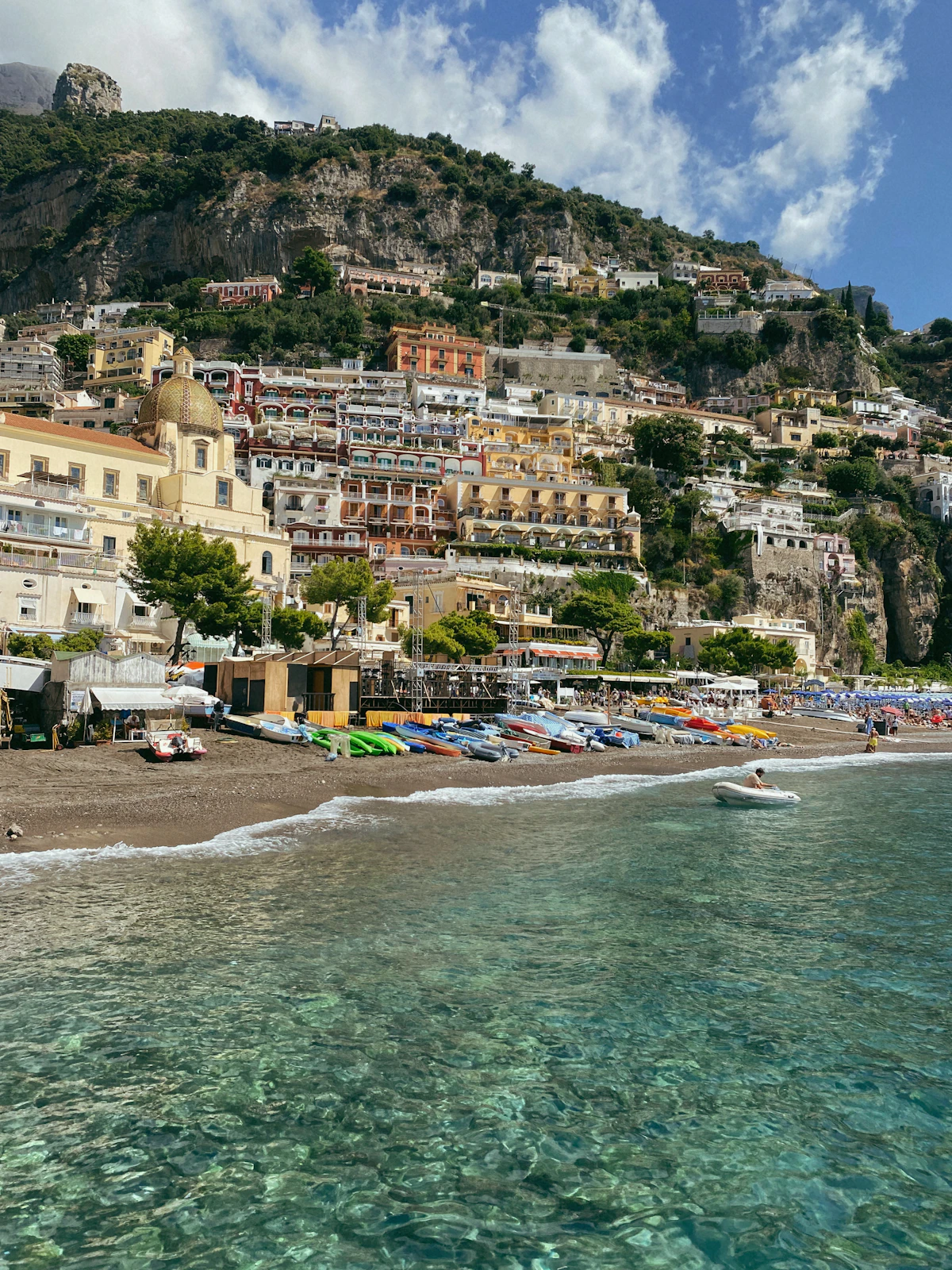 Free public beach area at Spiaggia Grande in Positano.